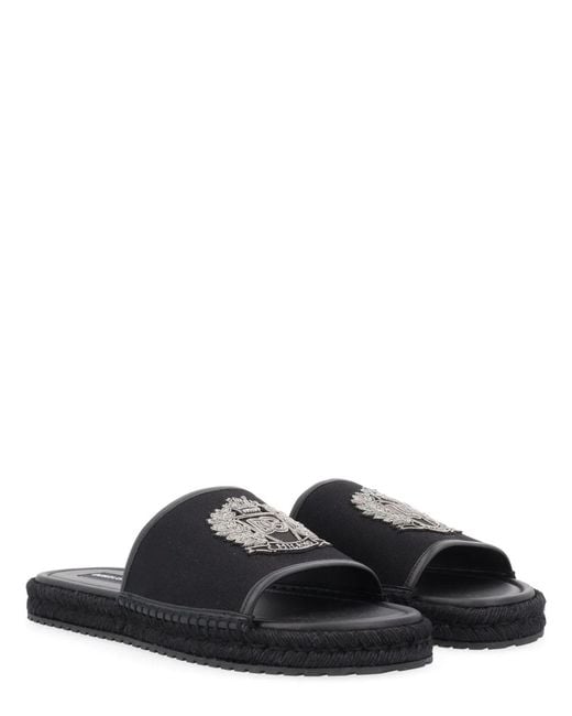 Dolce & Gabbana Black Dolce & Gabbana Cotton Leather Flats for men