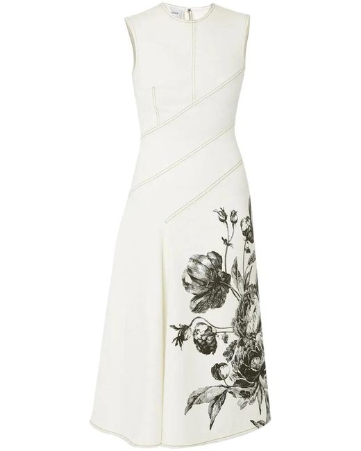 Erdem White Vestido Sin Mangas Flores