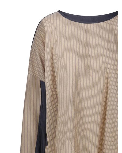 Dries Van Noten Brown Caias Loose Fit Asymetrical Top With Contrast Pane