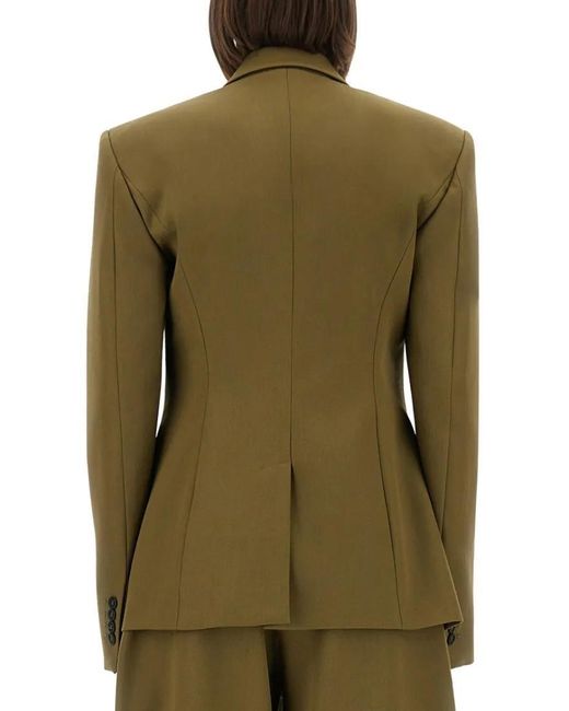 The Attico Green Tailored Gabardine Jacket With Unique Tie Detail