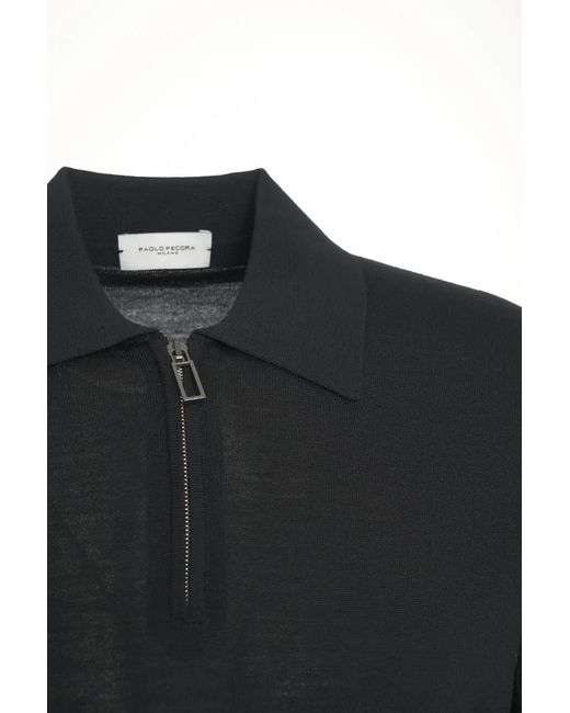 Paolo Pecora T-Neck Sweater in Black für Herren