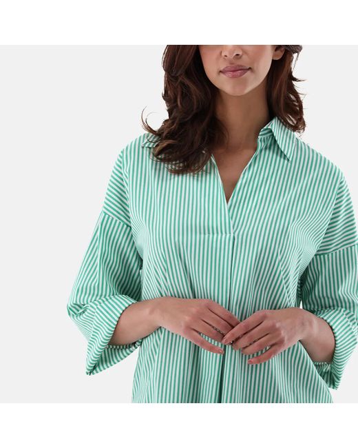 Van Laack Green Bluse Modern Fit Streifen