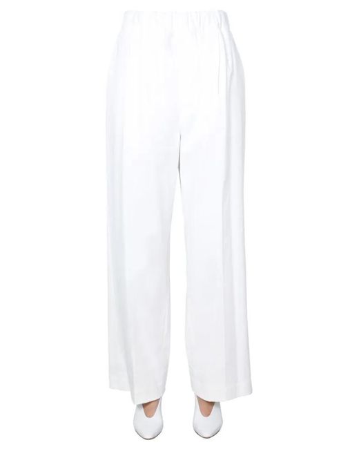 Jejia White Lightweight Wide Trousers With Elasticated Waistba