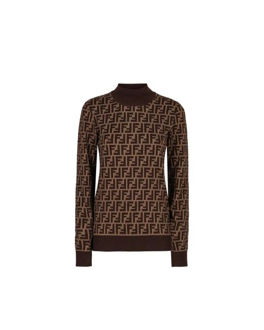 Fendi Brown Cotton Ff Sweater