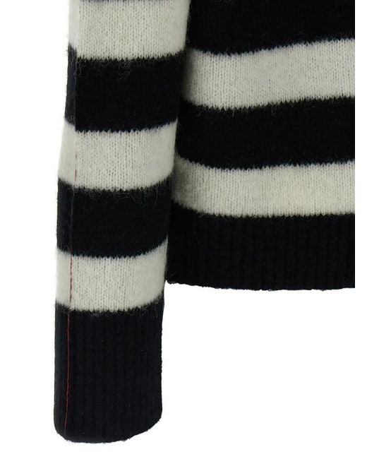 Marc Jacobs Black Alpaca-Wool Blend Striped Sweater