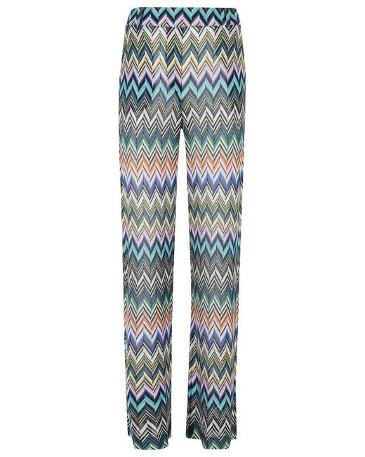 Missoni Blue Multicolored Chevron Pattern Trousers