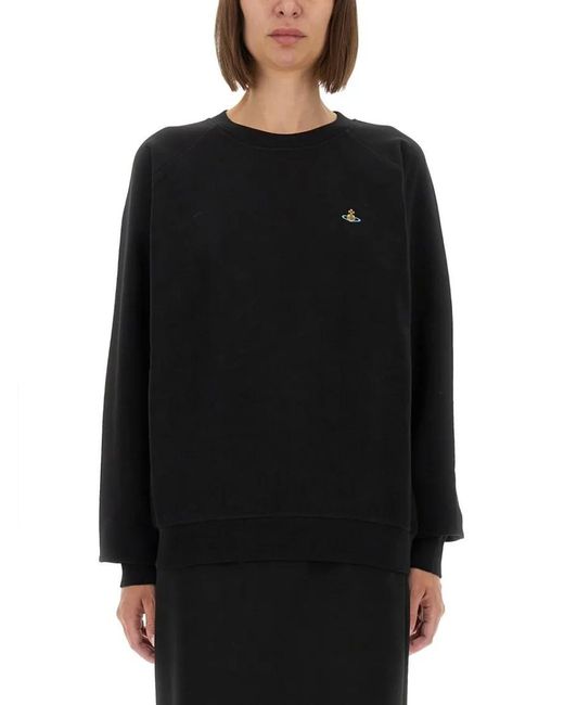 Vivienne Westwood Black Raglan Sleeve Sweatshirt With Embroidered De