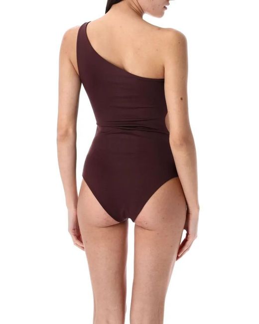 Magda Butrym Purple One Shoulder Whole Rose Swimsuit