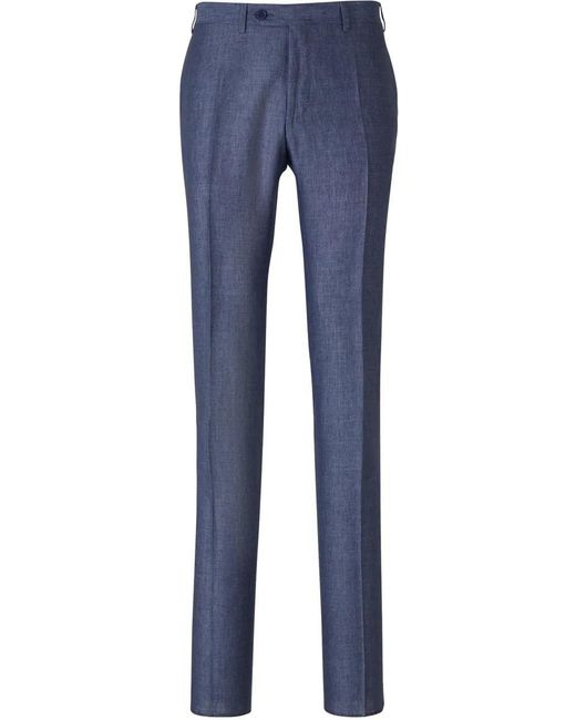 Canali Formal Linen Trousers in Blue für Herren