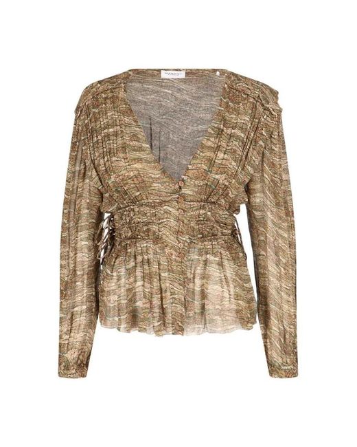 Isabel Marant Natural "Advika" Draped Blouse –