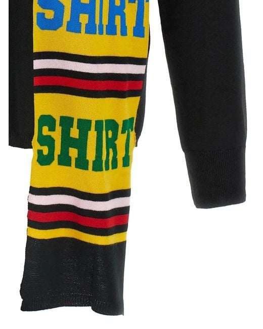 Comme des Garçons Intarsia Patterned Wool Blend Sweater in Black für Herren