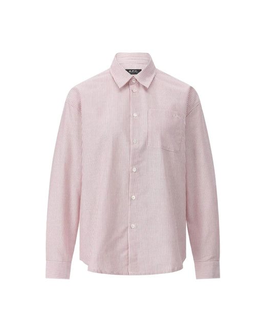A.P.C. Pink Oversized Bluse Mit Streifenmuster