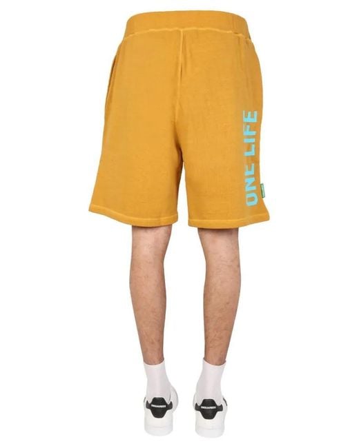DSquared² "One Life One Planet" Bermuda Shorts in Yellow für Herren