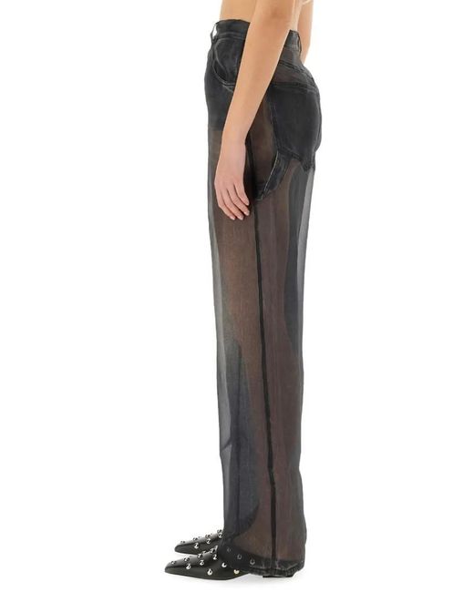 Haikure Gray Wide-Fit Organza Overlay Pants