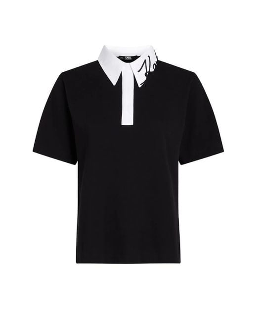 Karl Lagerfeld Black Poloshirt Mit Karl-Signatur