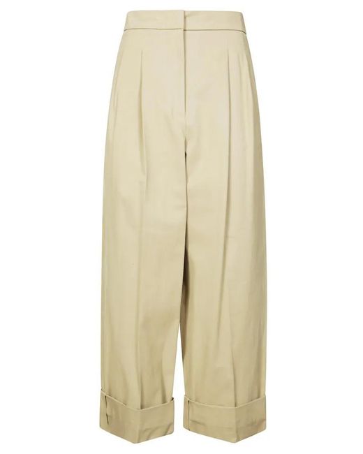 Weekend by Maxmara Natural High-Waisted Wide-Leg Pants With Front Pleats