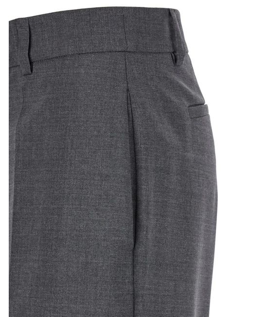 P.A.R.O.S.H. Gray High-Waisted Tailored Pants With Concealed Cl