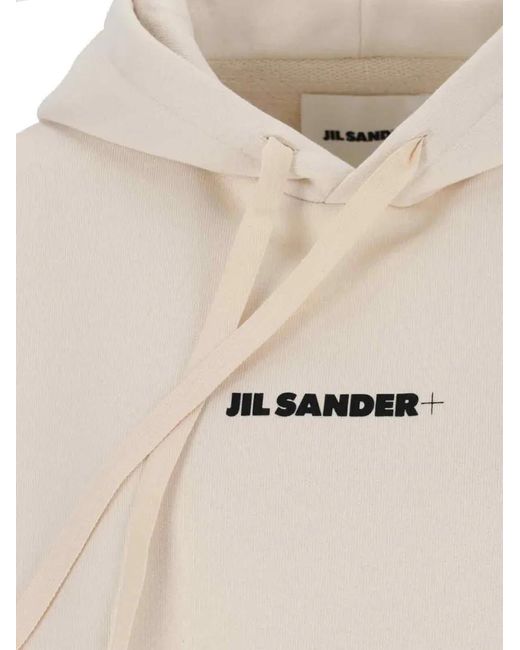 Jil Sander White Drawstring Hoodie With Logo Print