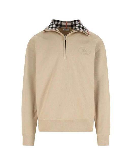 Burberry Zip Polo "Check" – in Natural für Herren