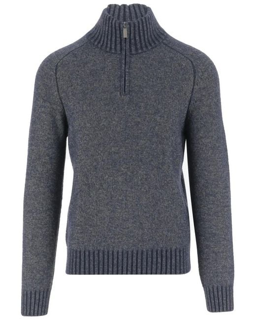 K-Way Wool Blend Sweater With Zipper in Blue für Herren