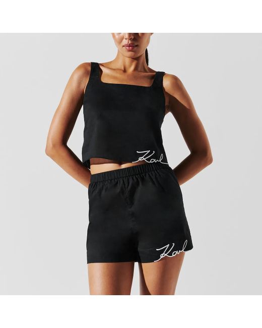 Karl Lagerfeld Black K/Signature Crop-Top Für Den Strand