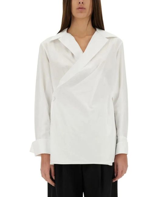 Givenchy White Wrap-Around Shirt With Deep V-Neckline