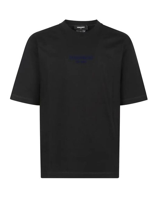 DSquared² Relaxed-Fit Cotton T-Shirt With Bold Logo Embroide in Black für Herren