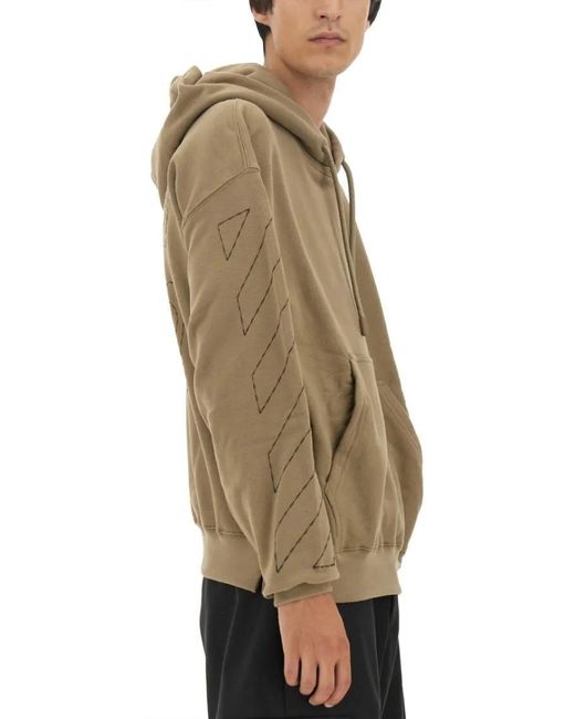 Off-White c/o Virgil Abloh Oversized Sweatshirt With Arrow Embroidery And Hoo in Natural für Herren