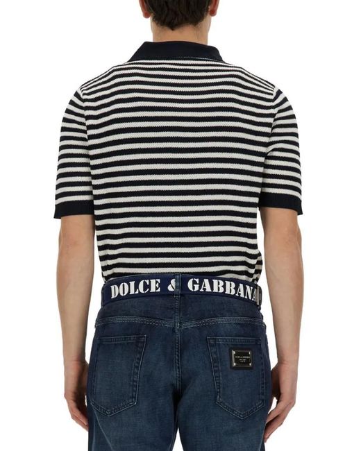 Dolce & Gabbana V-Neck Polo Shirt in Blue für Herren