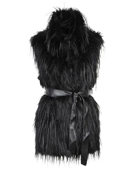 Pinko Black Neva Faux Fur Vest