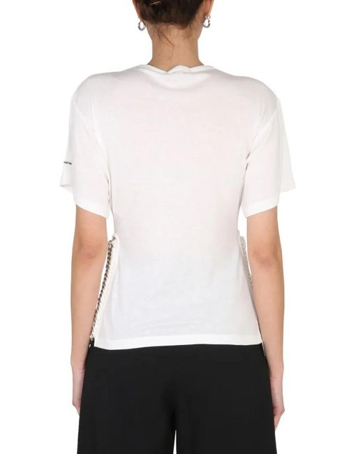 Stella McCartney White Crew-Neck T-Shirt With Unique Chain Detail