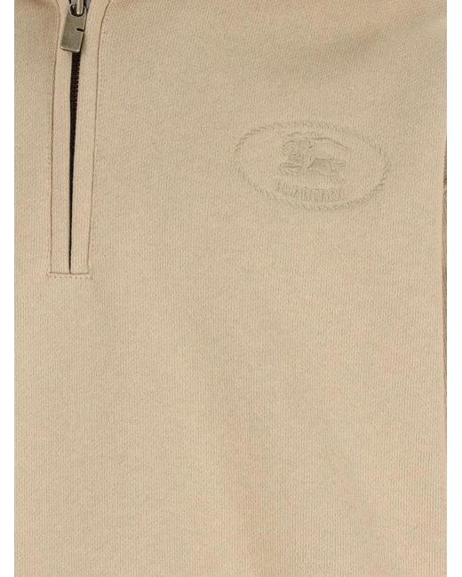 Burberry Zip Polo "Check" – in Natural für Herren