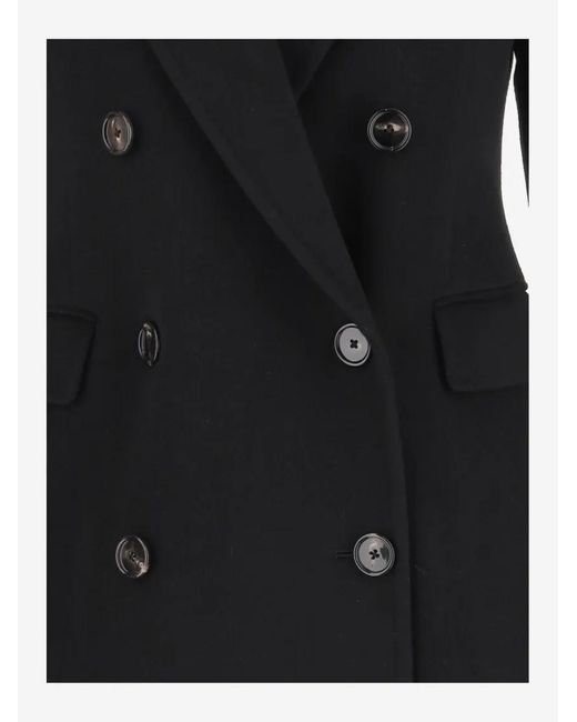 Tagliatore Black Double-Breasted Cashmere Coat