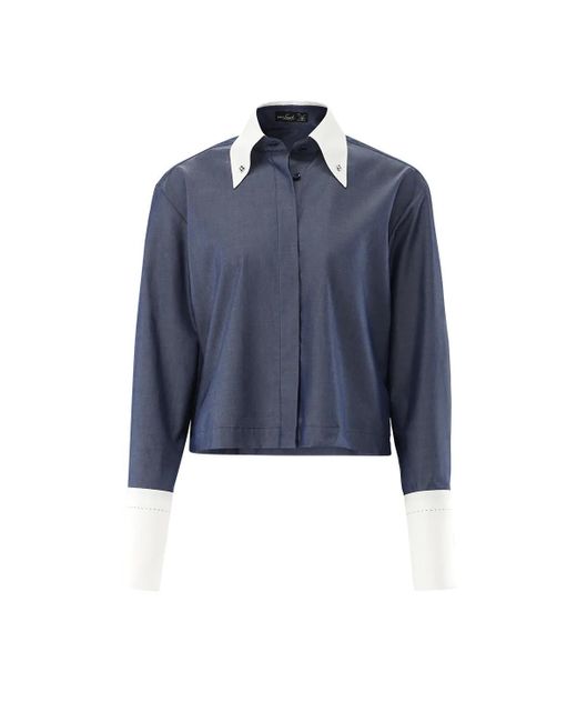 Van Laack Blue Bluse Modern Fit Uni