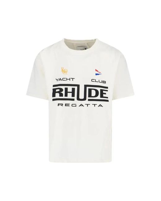Rhude Minimalist T-Shirt With Crew Neckline in White für Herren