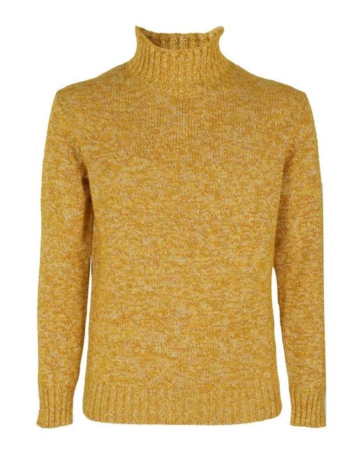 Kangra High-Collar Knit Pullover With Ribbed Detailing in Yellow für Herren