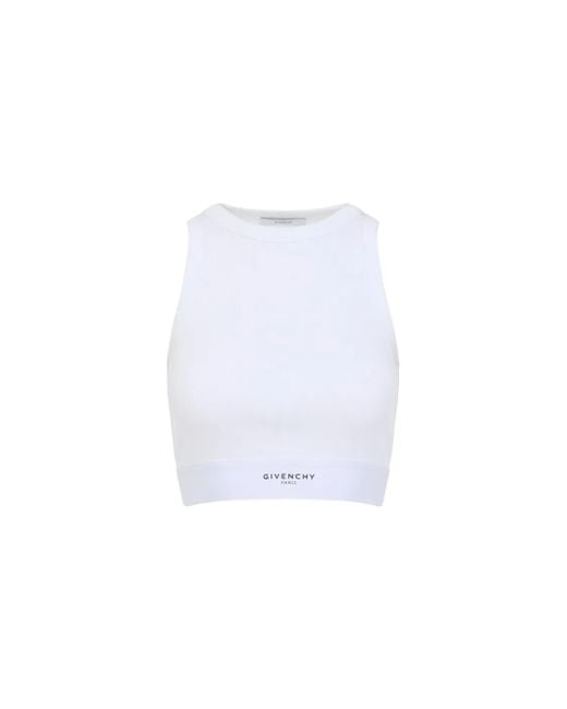 Givenchy White High-Neck Fitted Top With Contrasting Hem Band