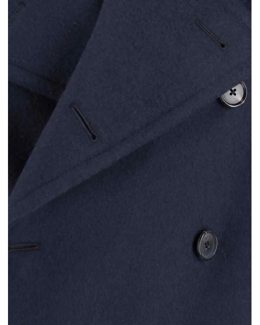 Emanuela Caruso Double-Breasted Wool Coat With Classic L in Blue für Herren