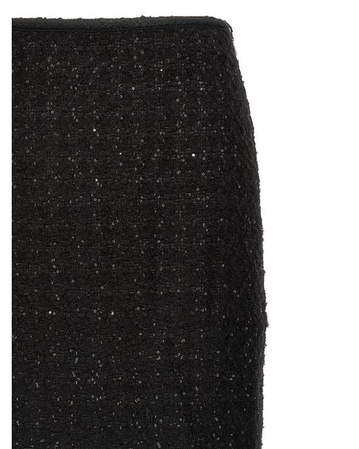 ROTATE BIRGER CHRISTENSEN Black Maxi Bouclé Skirt
