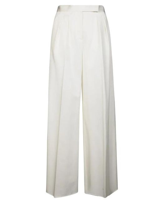 Max Mara White Wide-Leg Trousers With High Waist
