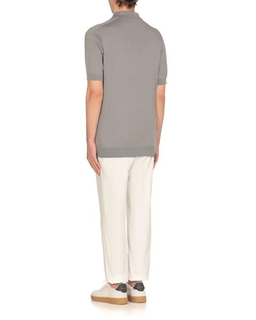 Peserico Cotton And Silk Polo Shirt in Gray für Herren