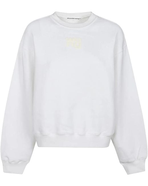 Alexander Wang White Puff Paint Logo Essentail Terry Sweatshirt