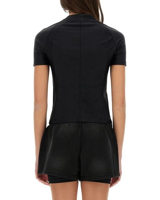 T By Alexander Wang Black Fitted T-Shirt With Logo Details