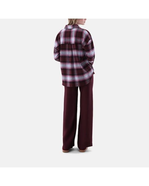 Van Laack Purple Bluse Modern Fit Karo