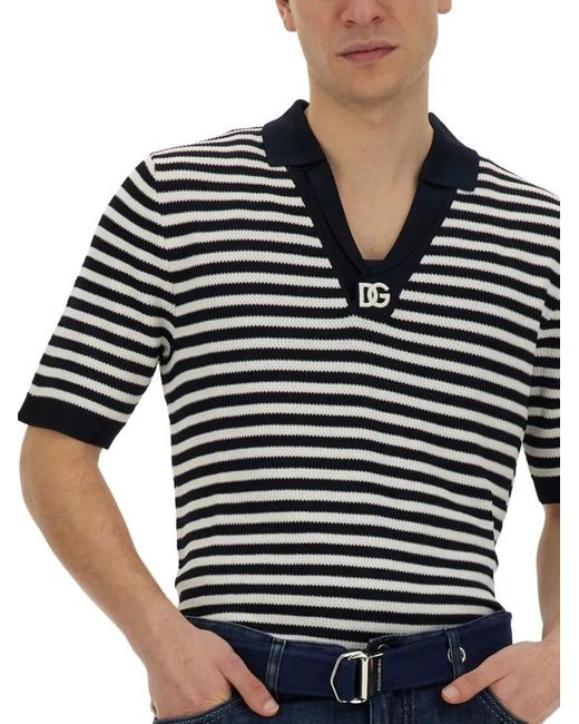 Dolce & Gabbana V-Neck Polo Shirt in Blue für Herren
