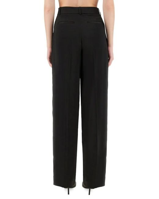 Michael Kors Black High-Waisted Wide Leg Pants With Pleated Front