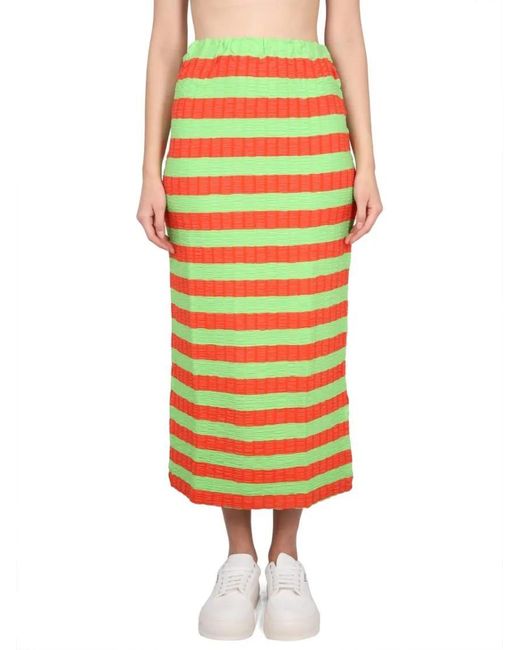 Sunnei Yellow Striped Maxi Skirt