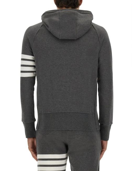 Thom Browne Zip-Up Hoodie With Contrasting Stripes in Gray für Herren