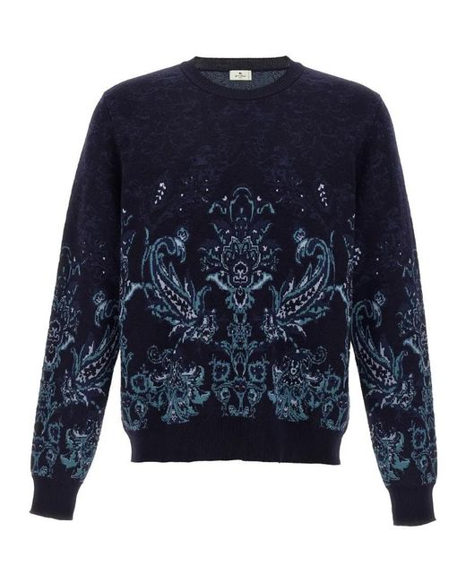 Etro Paisley Wool Sweater in Blue für Herren