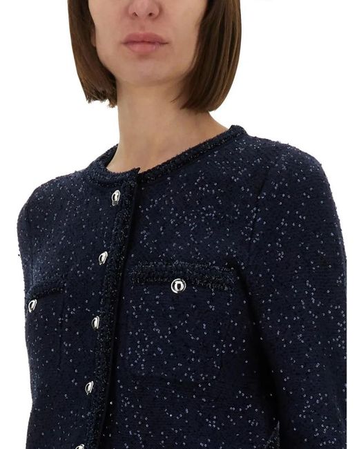MICHAEL Michael Kors Blue Metallic Knit Jacket